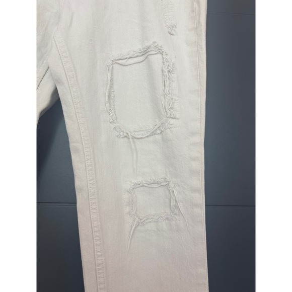 BDG Urban Outfitters Slim Boyfriend Distressed Patch Jeans Ivory Off White - Picture 3 of 9